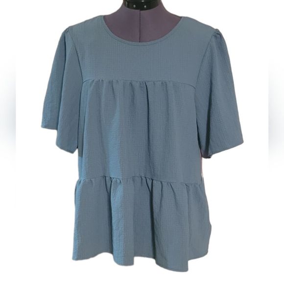 ARULA Tops - SOLD🎯Arula NWT Boho Tiered Blue Ruffle Blouse Size XL